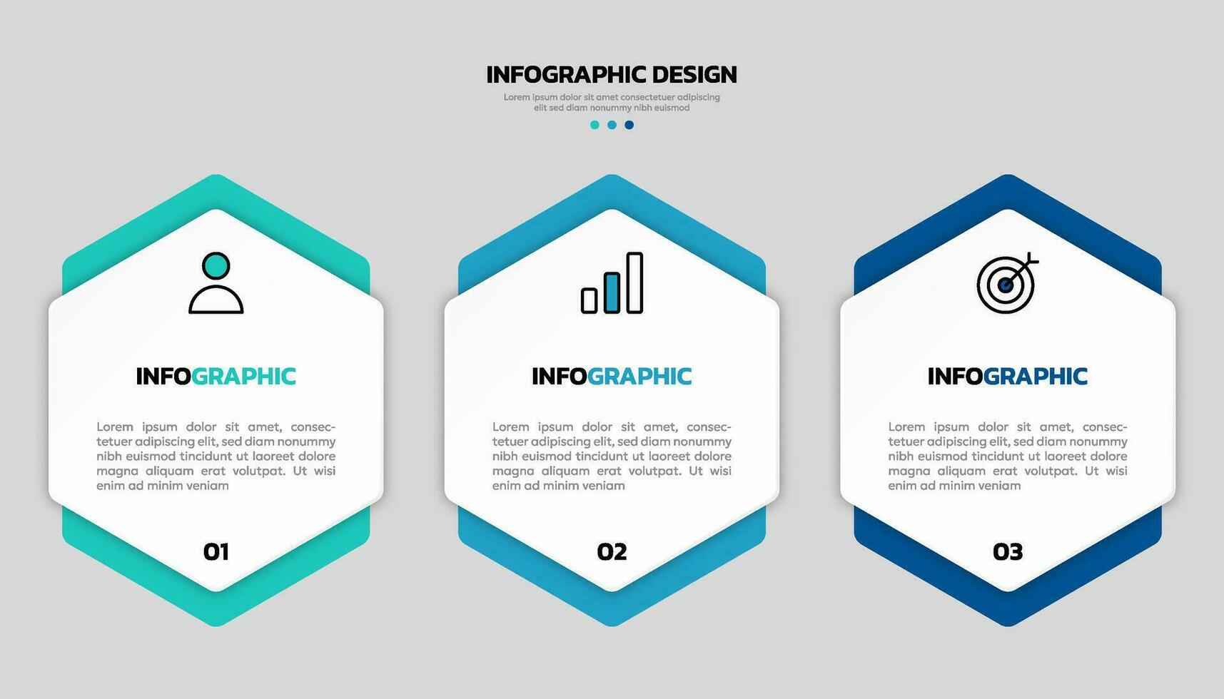 vector drie stappen zeshoekig infographic sjabloon ontwerp