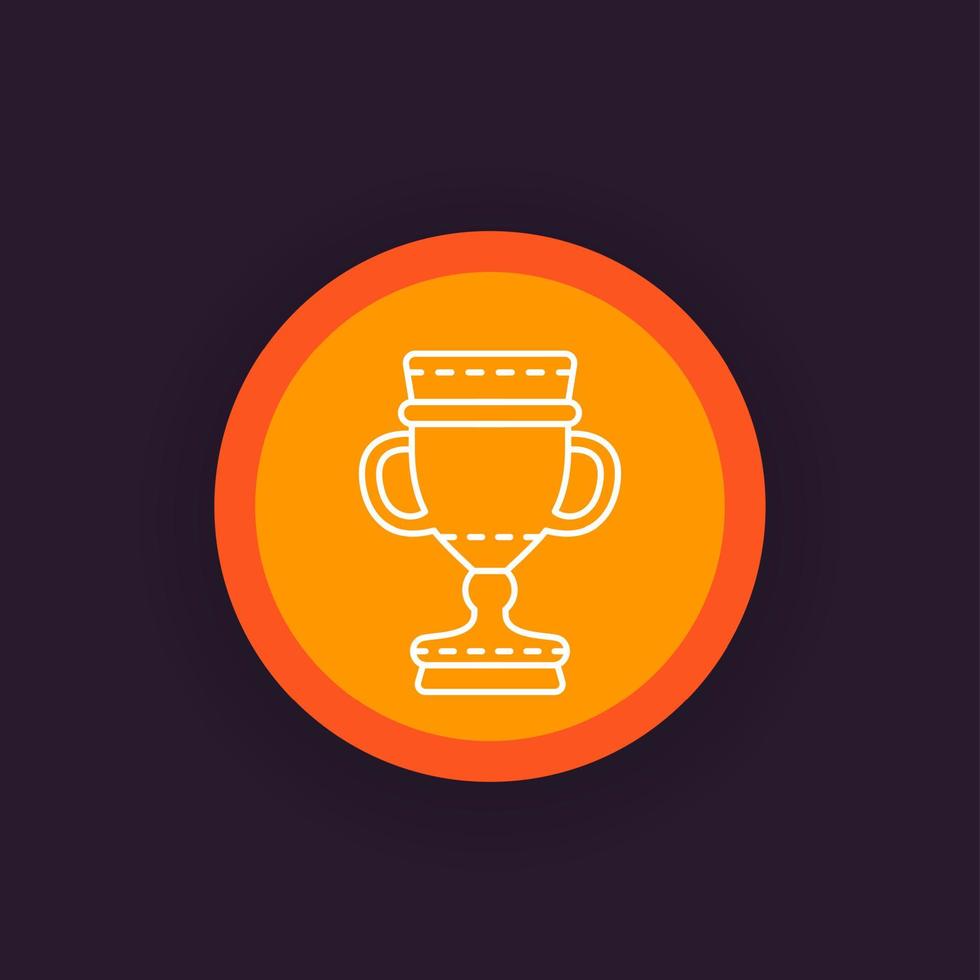 trofee beker, winnaar beker, beloning, succes, overwinning, lineaire toekenning pictogram vector