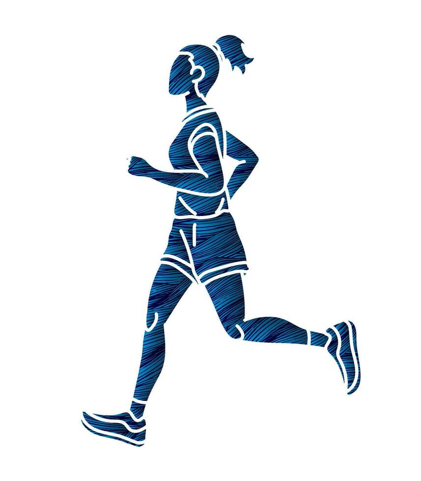 een vrouw rennen actie marathon loper vector