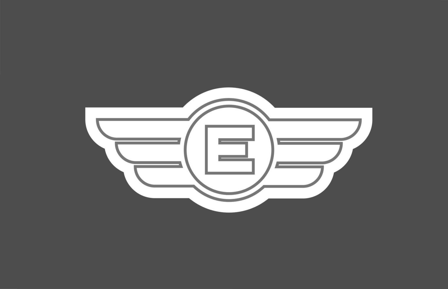 e alfabet letter logo icoon voor zaken en bedrijf met lijn vleugel ontwerp vector