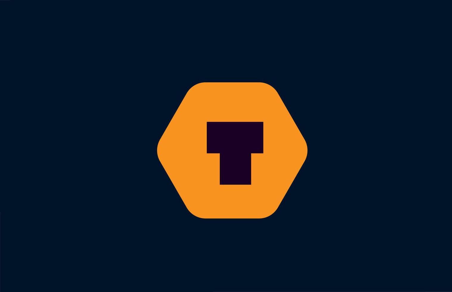 geometrische t alfabet letter logo pictogrammalplaatje. hexagon oranje ontwerp voor zaken en bedrijf vector