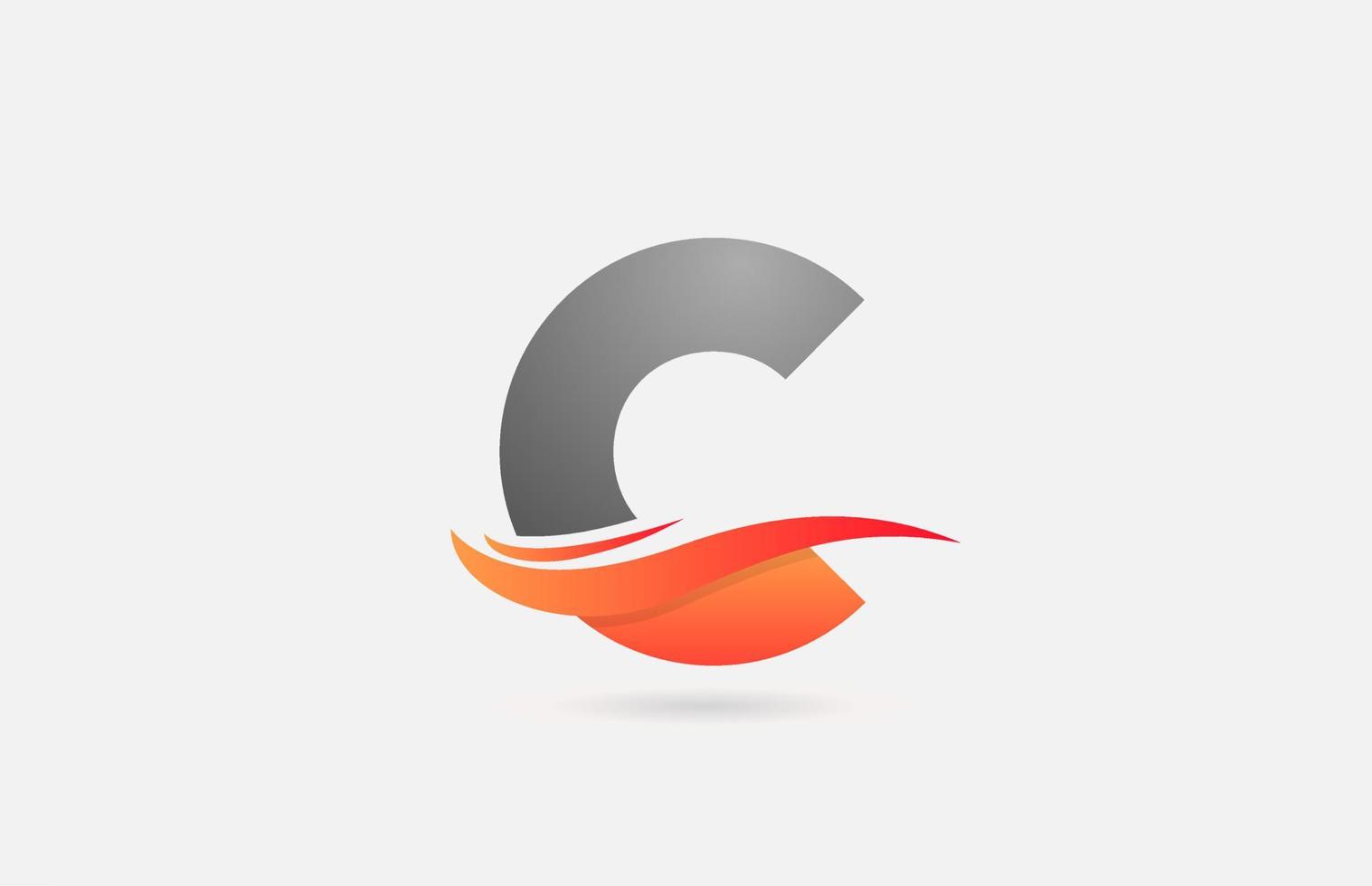 oranje grijs c alfabet letterpictogram logo voor zaken en bedrijf met swoosh design vector