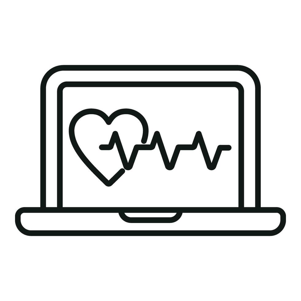 hart tarief laptop icoon schets vector. hartkloppingen steun aanval vector
