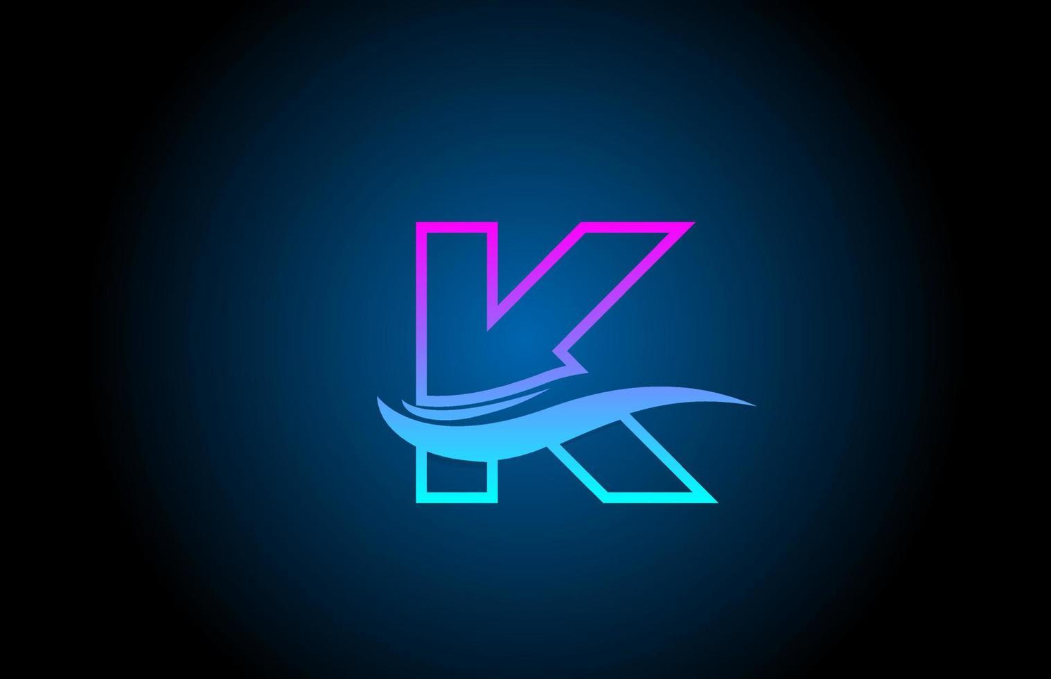 k blauw en roze alfabet letterpictogram logo voor zaken en bedrijf met eenvoudig lijnontwerp vector