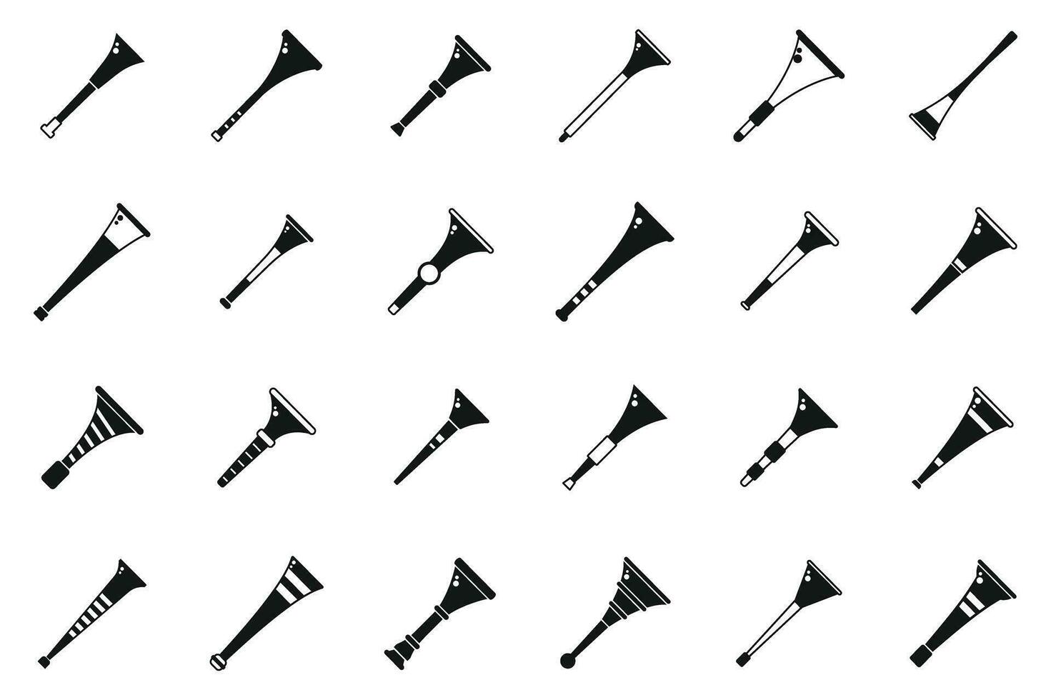 vuvuzela pictogrammen reeks gemakkelijk vector. zuiden Afrika toeter vector