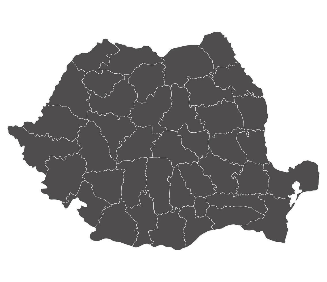 Roemenië kaart. kaart van Roemenië in administratief provincies in grijs kleur vector