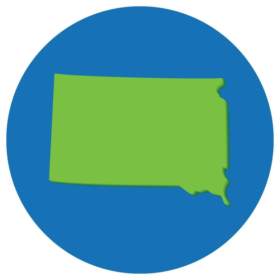 zuiden dakota staat kaart in wereldbol vorm groen met blauw ronde cirkel kleur. kaart van de ons staat van zuiden dakota. vector