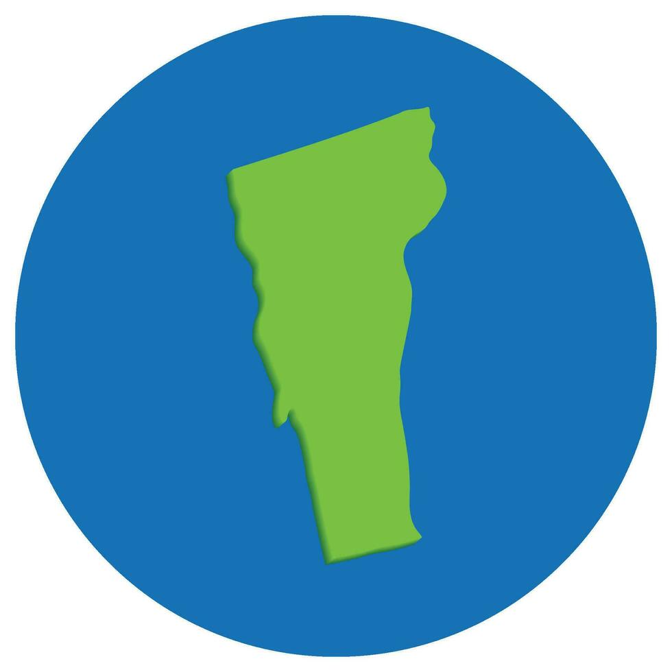 Vermont staat kaart in wereldbol vorm groen met blauw ronde cirkel kleur. kaart van de ons staat van Vermont. vector
