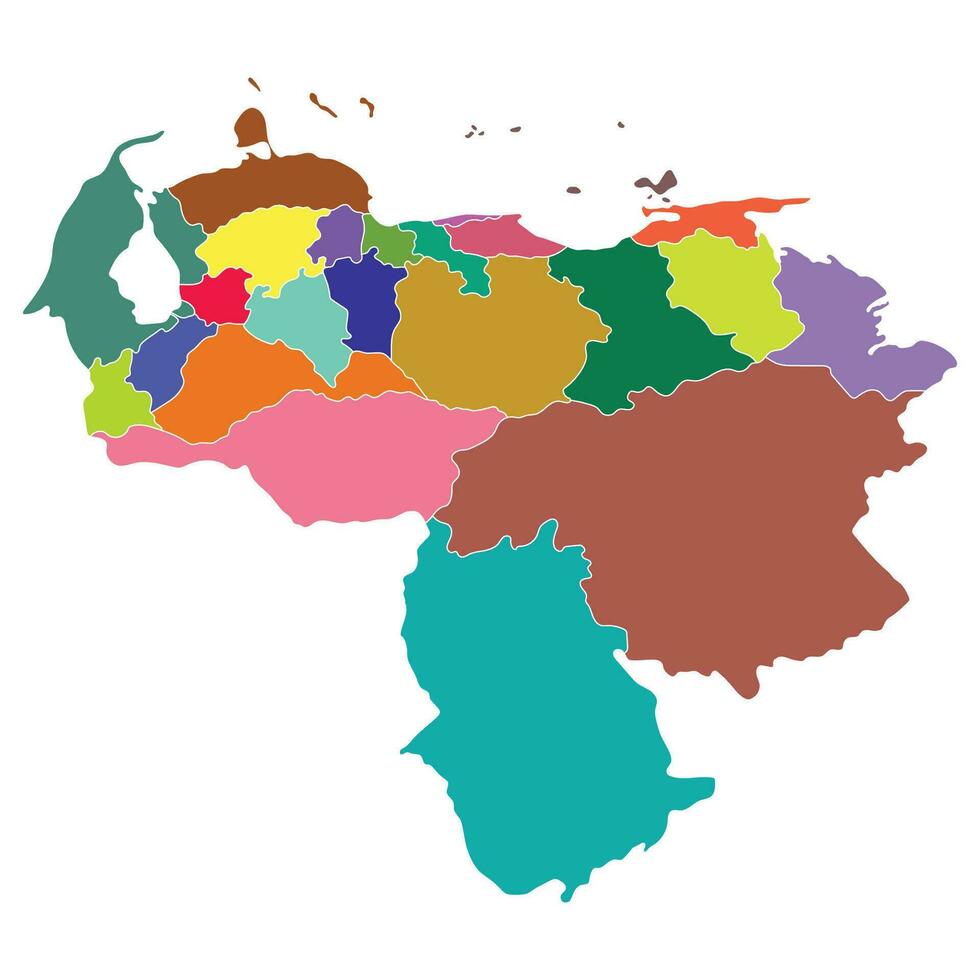 Venezuela kaart. kaart van Venezuela in administratief provincies in veelkleurig vector