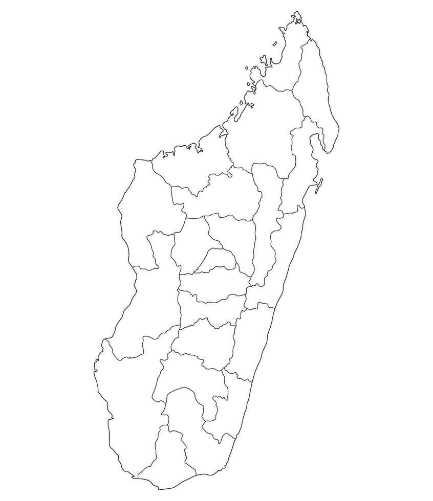 Madagascar kaart. kaart van Madagascar in administratief provincies in wit kleur vector