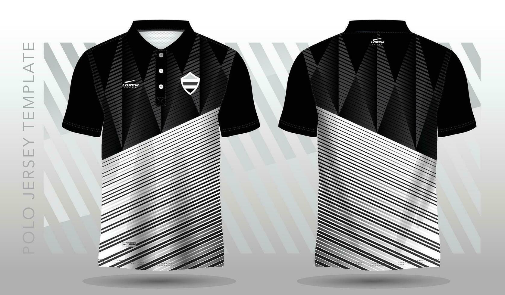 zwart en wit abstract polo Jersey sport ontwerp vector