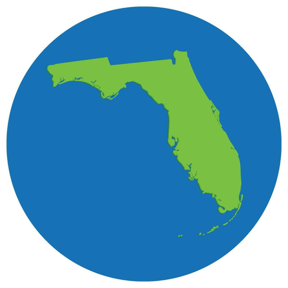 Florida staat kaart in wereldbol vorm groen met blauw cirkel kleur. kaart van de ons staat van Florida vector