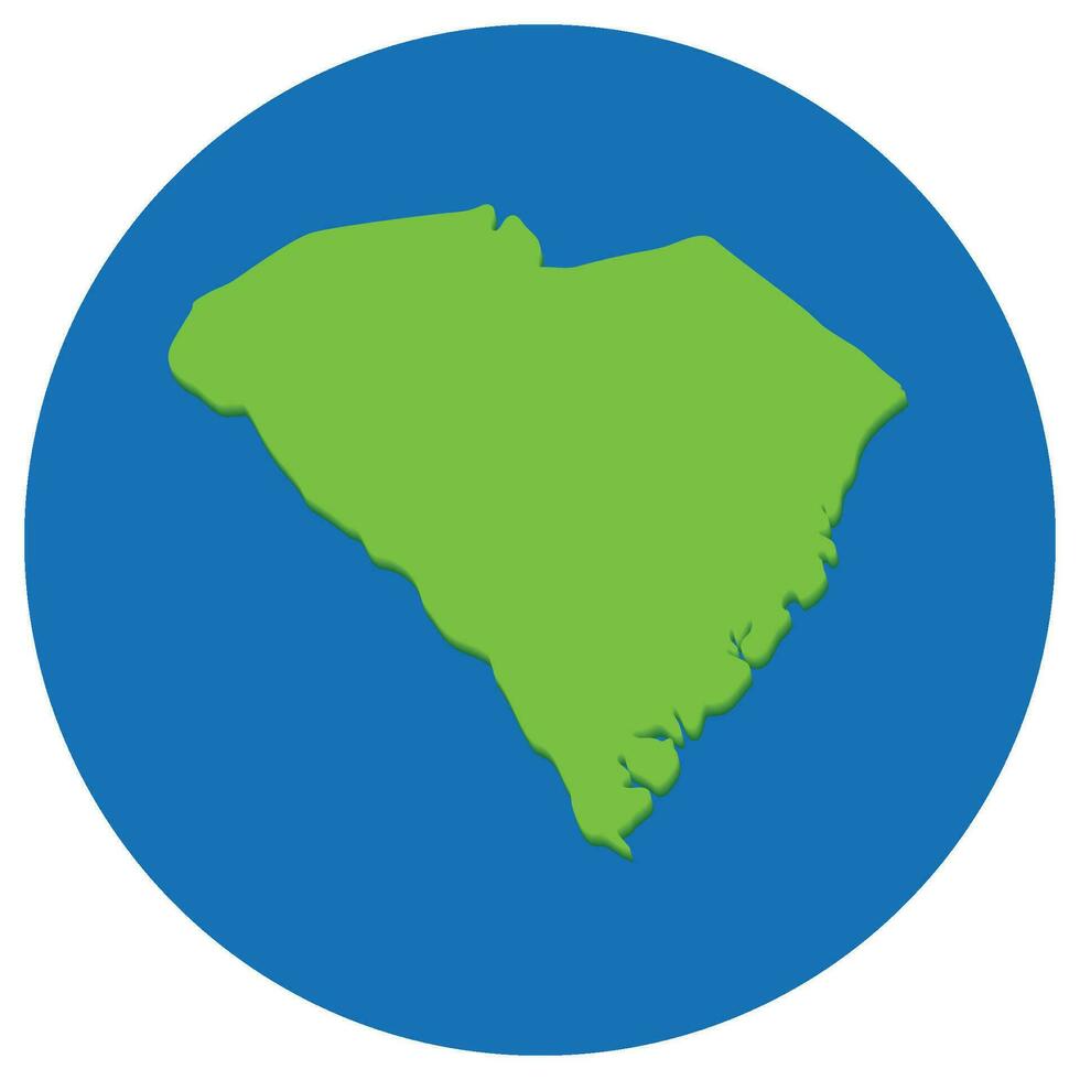 zuiden carolina staat kaart in wereldbol vorm groen met blauw ronde cirkel kleur. kaart van de ons staat van zuiden carolina. vector