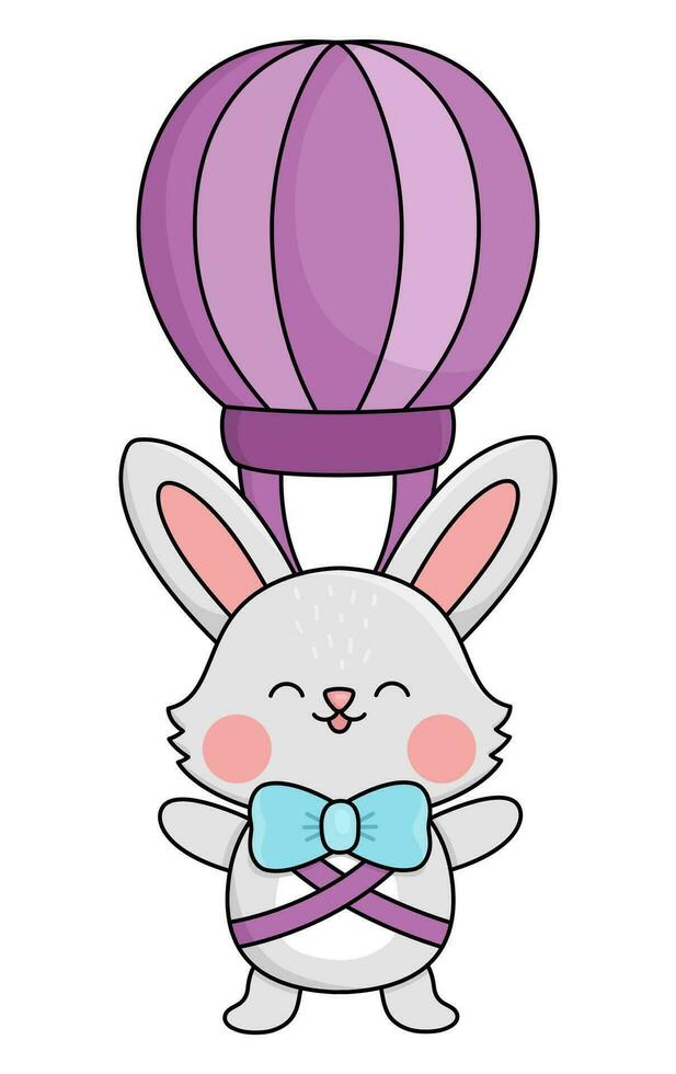 vector Pasen konijn icoon voor kinderen. schattig kawaii konijn illustratie. grappig tekenfilm haas karakter. traditioneel voorjaar vakantie symbool vliegend Aan heet lucht ballon