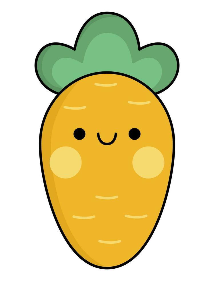 vector kawaii wortel icoon voor kinderen. schattig groente illustratie. grappig tekenfilm karakter. aanbiddelijk oranje vegetarisch clip art