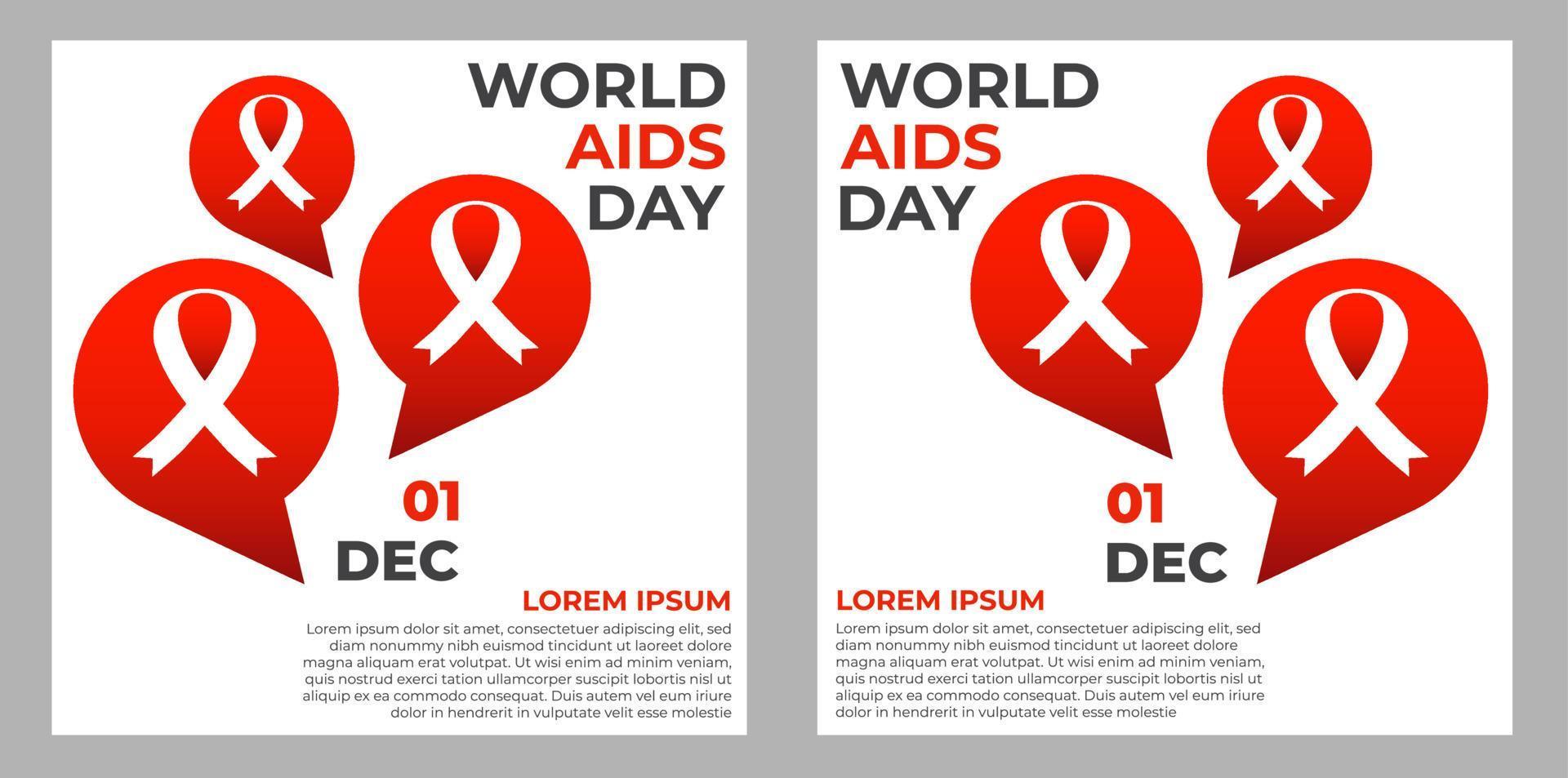 set van wereld aids dag social media post. vector