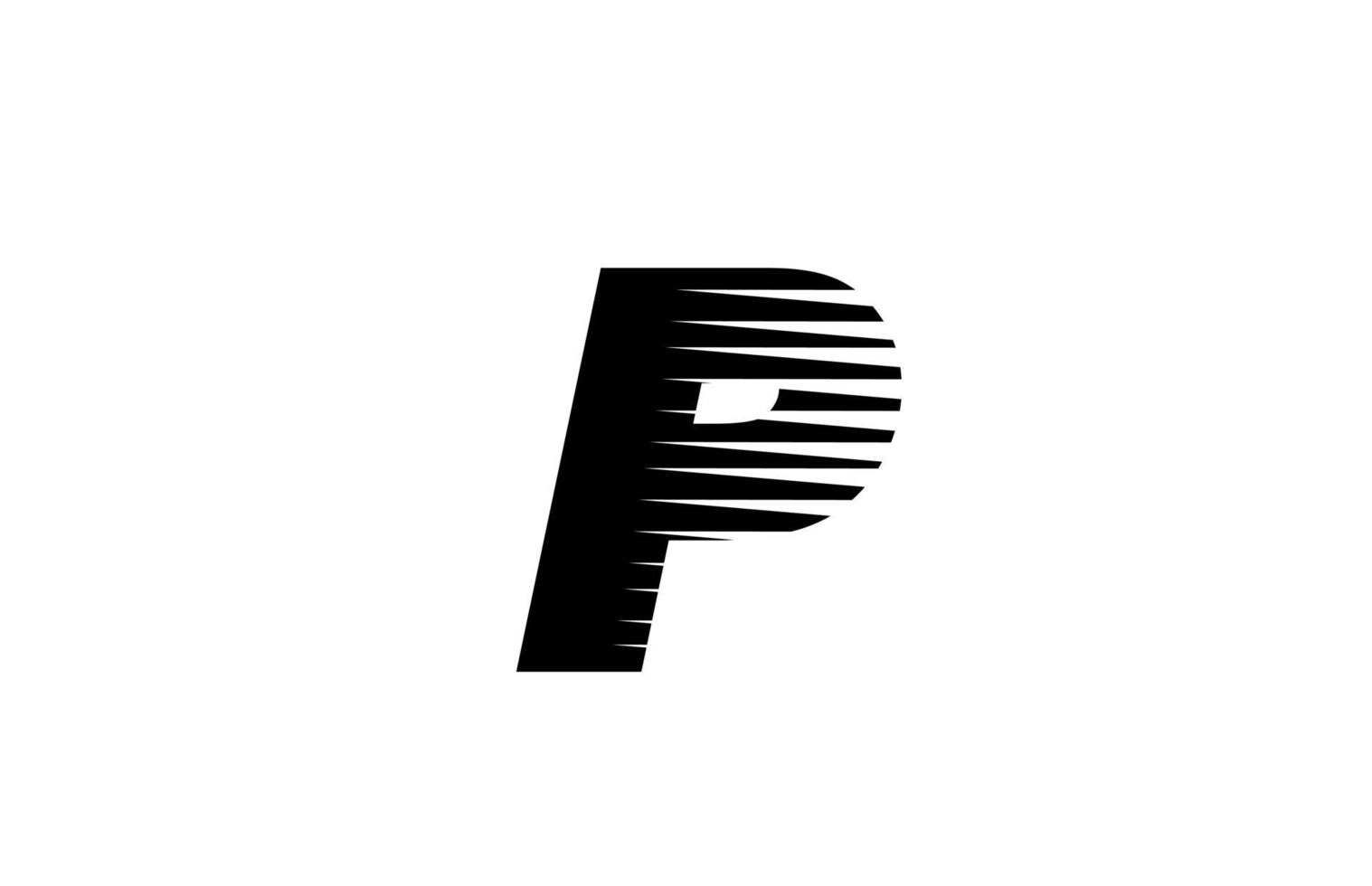 lijn strepen p alfabet letterpictogram logo voor zaken en bedrijf. eenvoudig zwart-wit letterontwerp voor identiteit vector