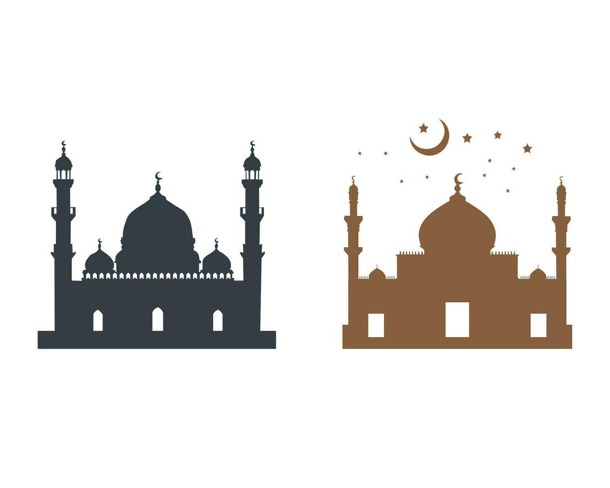 vrij vlak moskee masjid silhouet vector