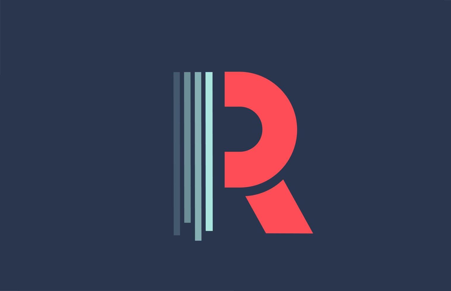 r rood blauw alfabet letterpictogram logo voor bedrijf en bedrijf met lijnontwerp vector