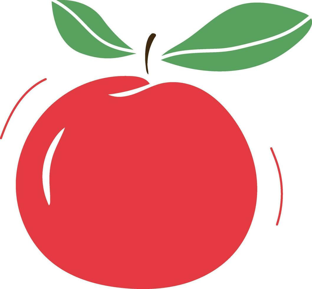 sappig appel clip art, rood fruit met bladeren, geïsoleerd minimalistisch illustratie vector