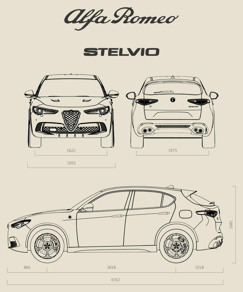 alfa Romeo stelvio auto blauwdruk vector