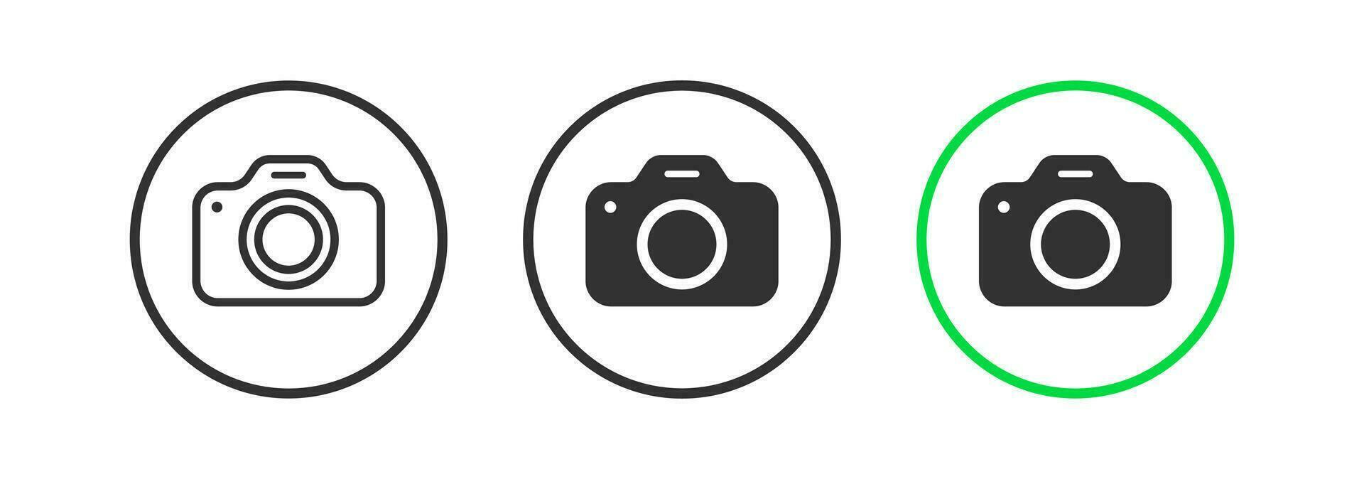 toegestaan foto icoon. beschikbaar camera symbool. nemen fotografie tekens. fotografie symbolen. kan opname pictogrammen. zwart, groen kleur. vector teken.