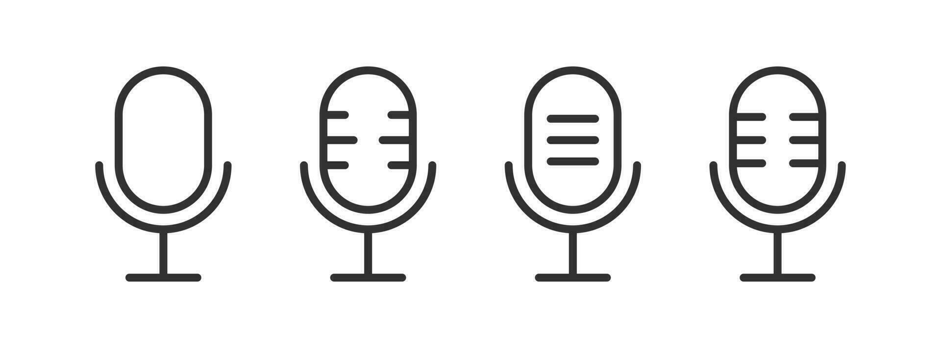 mic icoon. microfoon tekens. stem symbool. audio Vermelding symbolen. radio, podcast, toespraak, uitzending, spreker pictogrammen. zwart kleur. vector teken.