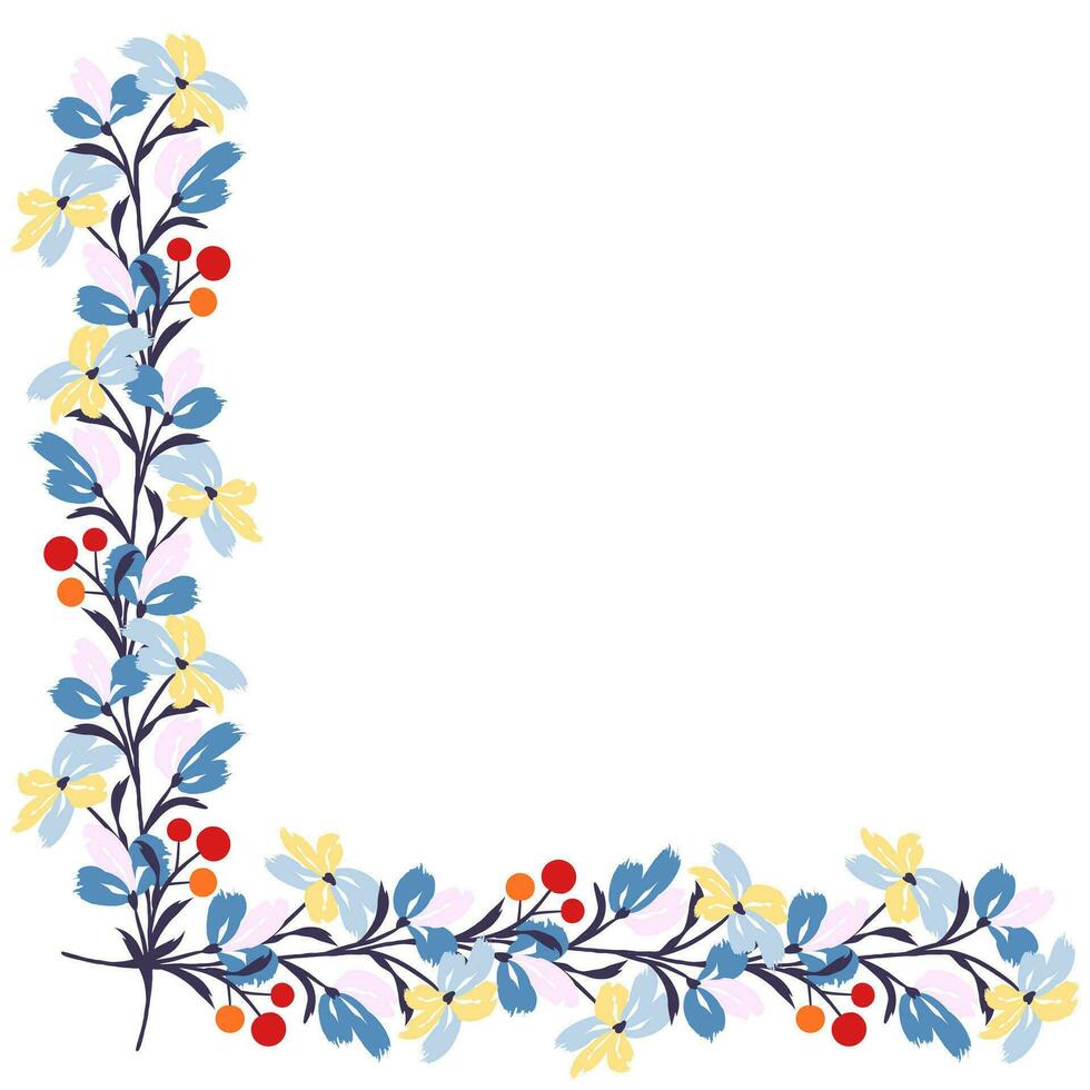 bloem kader grens grootte a4, formaat a4. bloemen patroon. schattig bloemen achtergrond. achtergrond met bloem borstel beroertes vector