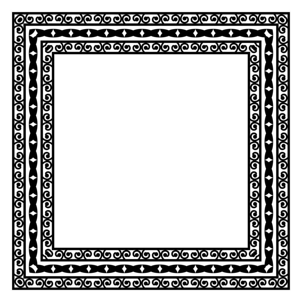 grens kader plein patroon. islamitisch, Indisch, Grieks motieven. meetkundig kaders in zwart kleur geïsoleerd Aan wit achtergrond vector