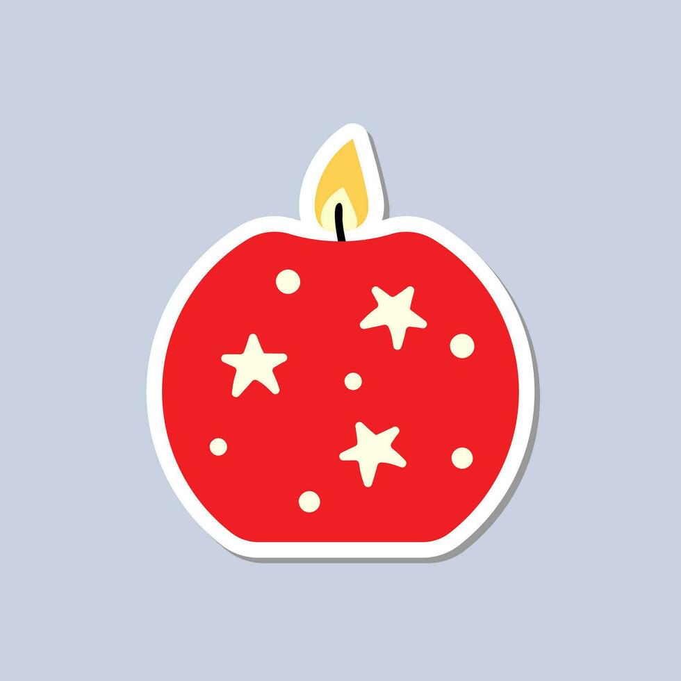 Kerstmis kaars sticker. een feestelijk sticker icoon met een kaars vector