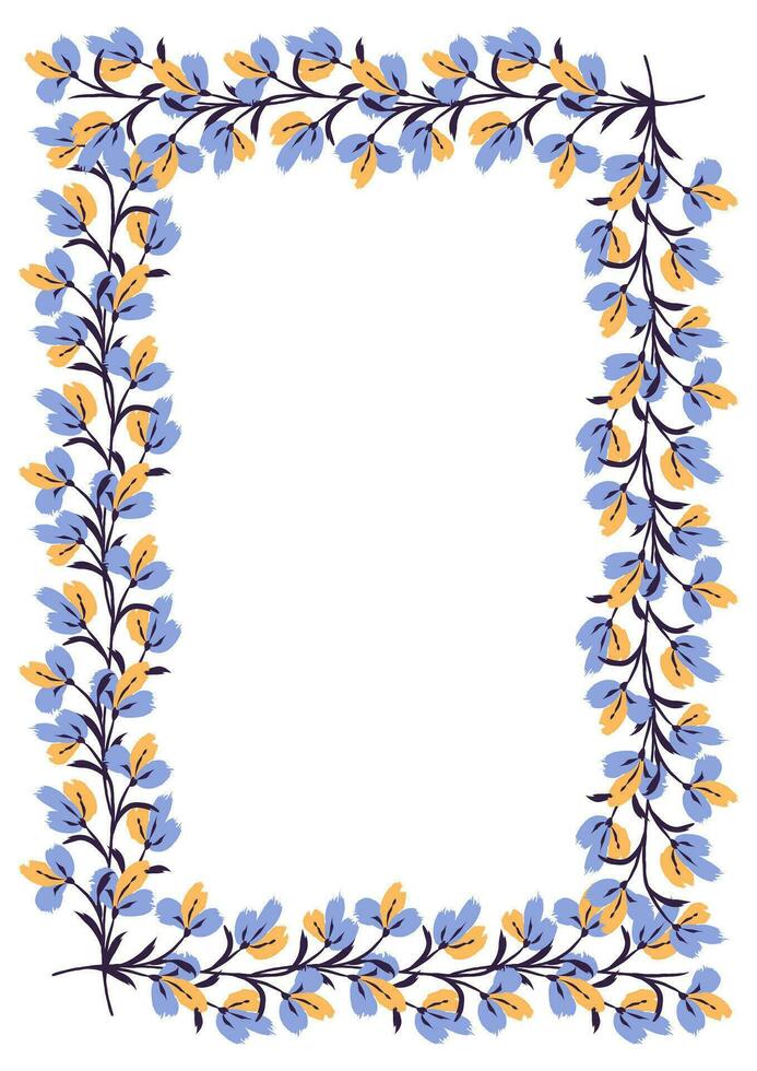 bloem kader grens grootte a4, formaat a4. bloemen patroon. schattig bloemen achtergrond. achtergrond met bloem borstel beroertes vector