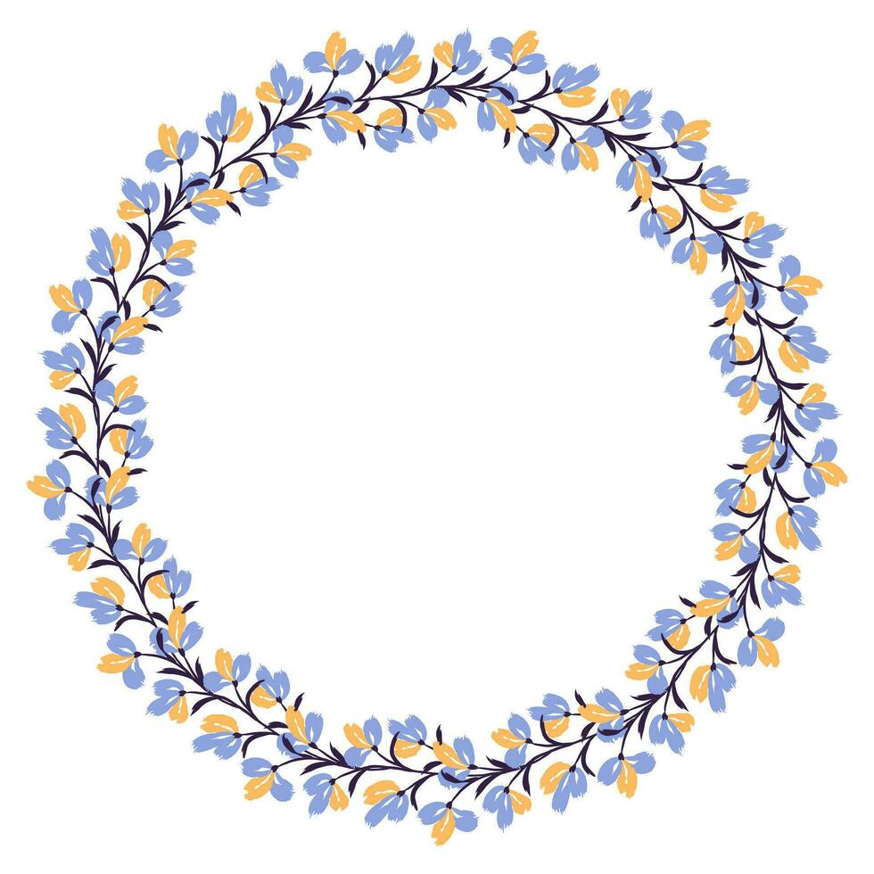 bloem lauwerkrans. ronde bloem lauwerkrans, patroon grafisch ontwerp. achtergrond met een boeket van bloemen in een cirkel vector