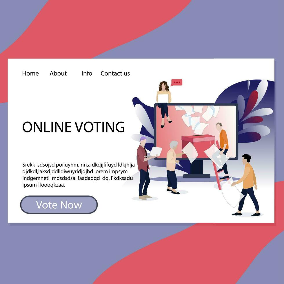 online stemmen landen bladzijde voor regering en verkiezing centrum. referendum en verkiezing app bladzijde, registratie en stemmen, stembus en kiezer. vector illustratie. stimulus campagne stemmen