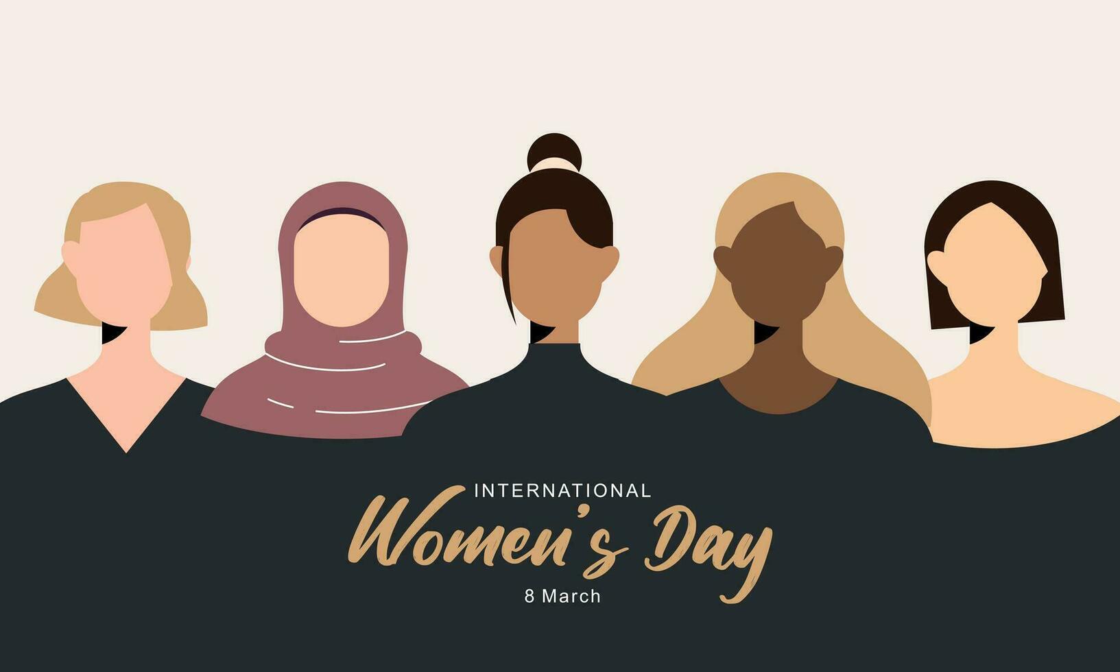 gelukkig Internationale vrouwen dag. vector illustratie van Dames met verschillend culturen