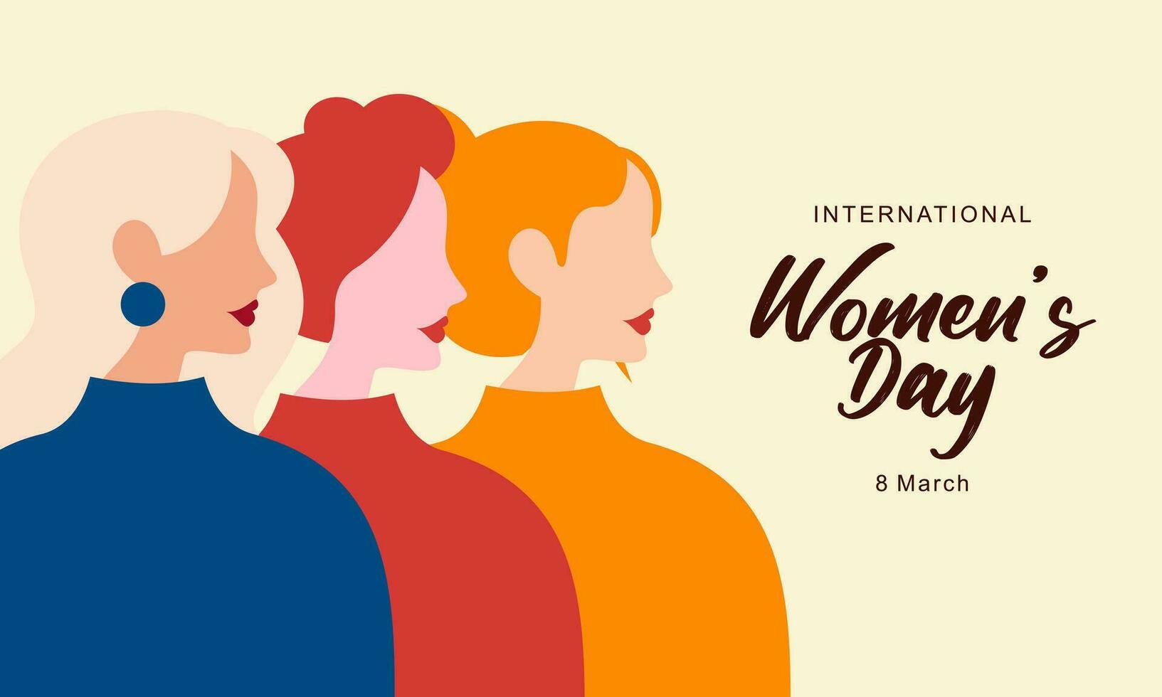 gelukkig Internationale vrouwen dag. vector illustratie van Dames met verschillend culturen