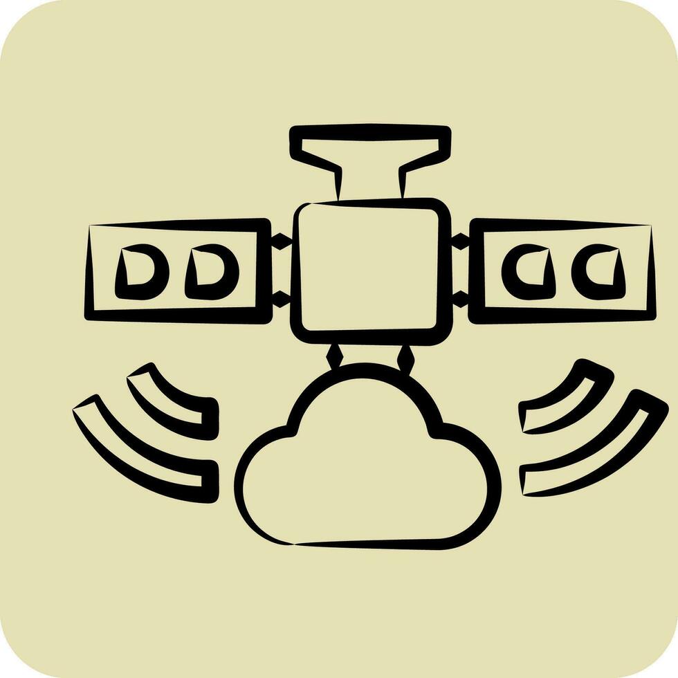 icoon weer satelliet. verwant naar satelliet symbool. hand- getrokken stijl. gemakkelijk ontwerp bewerkbaar. gemakkelijk illustratie vector