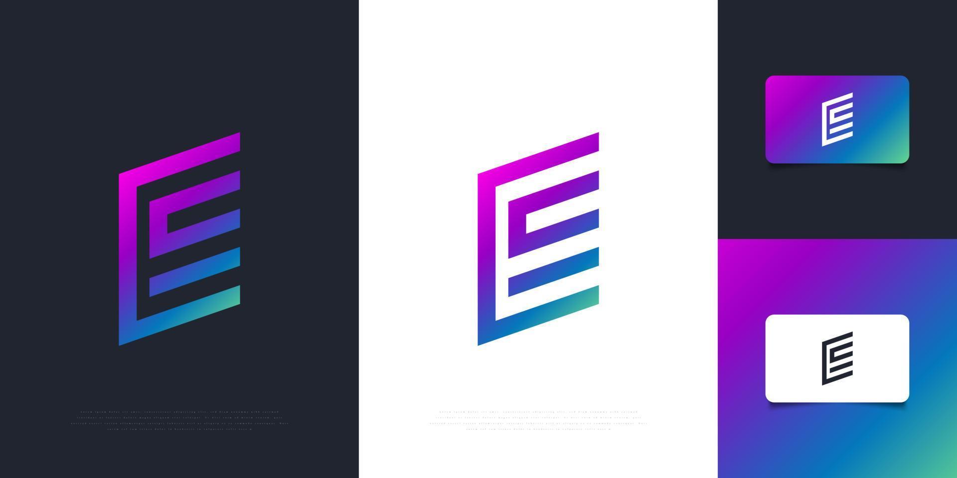 moderne en abstracte letter e logo ontwerpsjabloon in kleurrijke gradiënt met minimaal concept. grafisch alfabetsymbool voor bedrijfsidentiteit vector