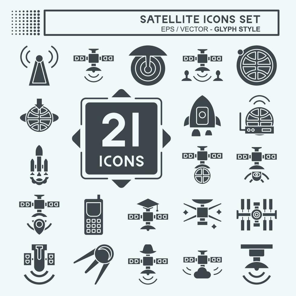 icoon reeks satelliet. verwant naar ruimte symbool. glyph stijl. gemakkelijk ontwerp bewerkbaar. gemakkelijk illustratie vector