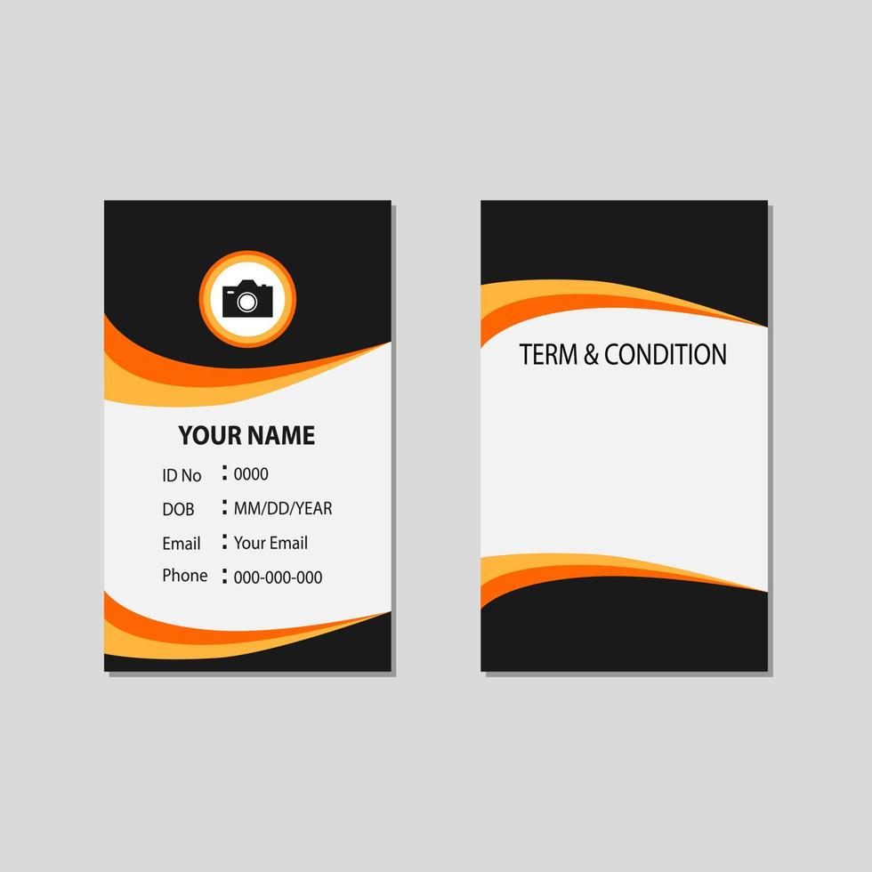 oranje en zwart verticaal visitekaartjeontwerp. visitekaartjeontwerpen voor afdruksjablonen. visitekaartjes voor persoonlijk bedrijf. vector