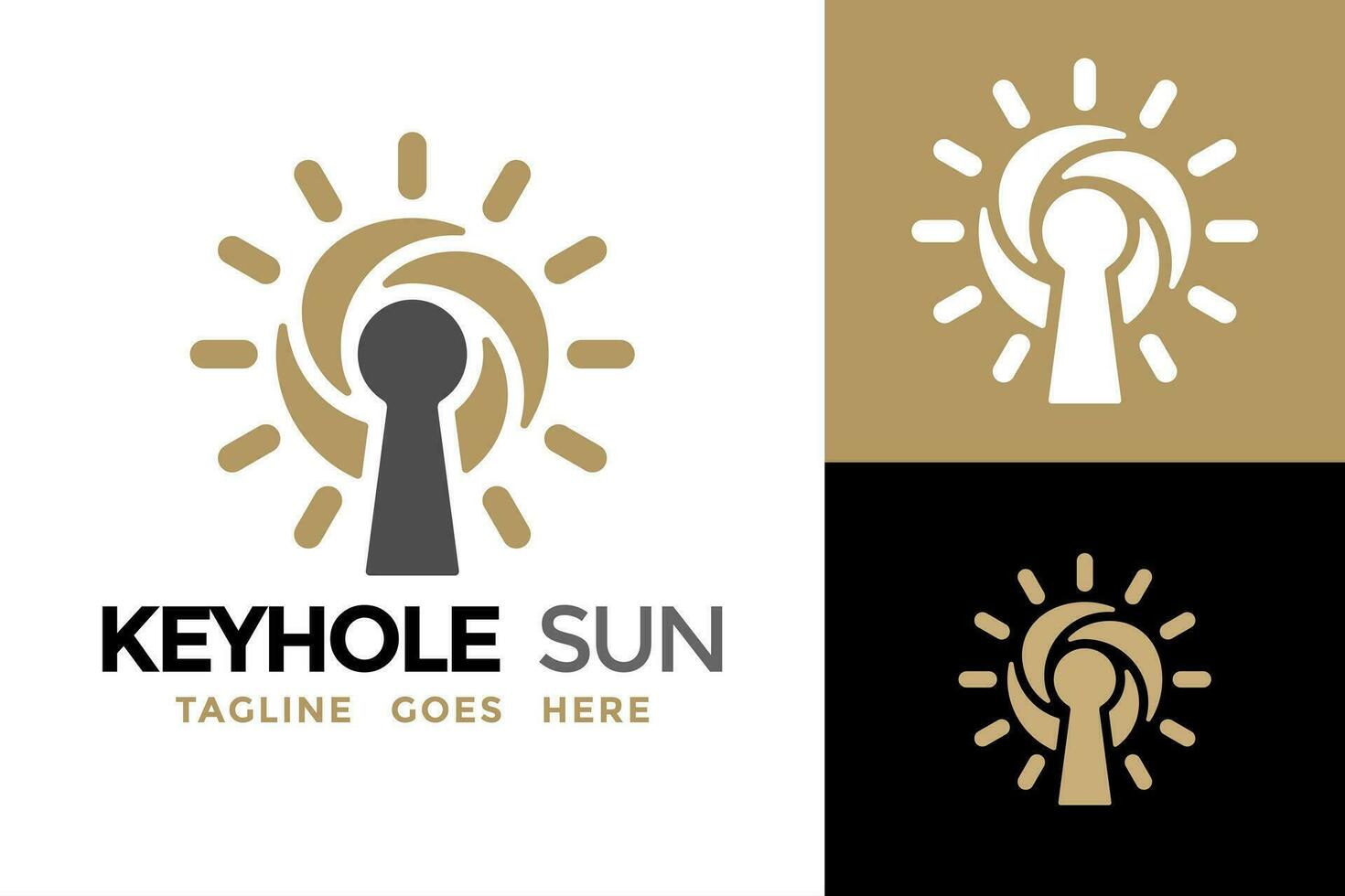 sleutelgat zon logo ontwerp vector sjabloon