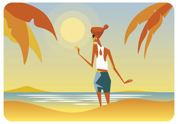 Vrouwen die van de Zomer genieten bij Strandvector vector