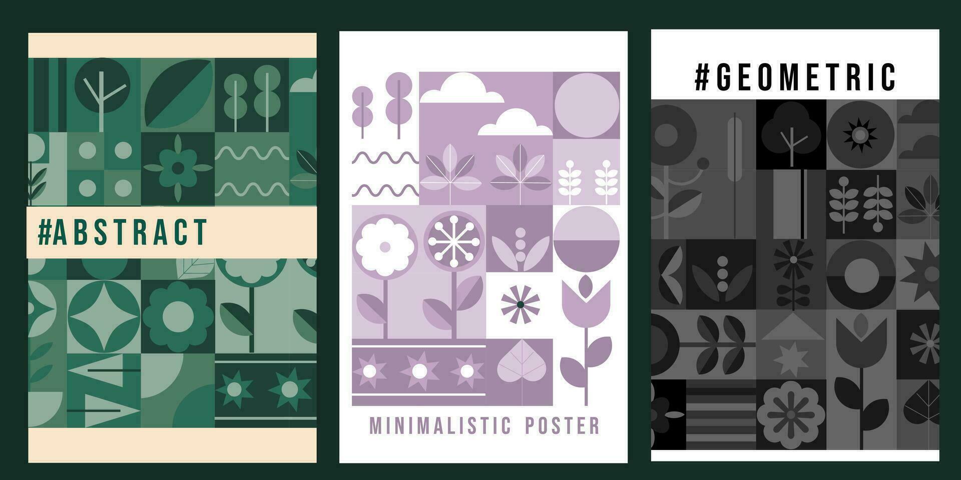 meetkundig modern monochroom silhouet poster. bauhaus. abstract natuur. vector