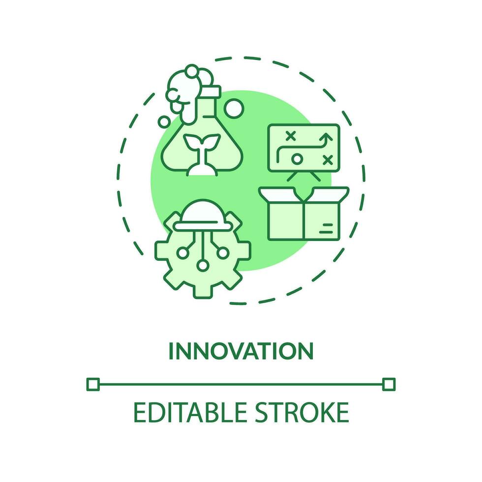 2d bewerkbare groen innovatie icoon, monochromatisch geïsoleerd vector, dun lijn illustratie vertegenwoordigen agrarisch clusters. vector