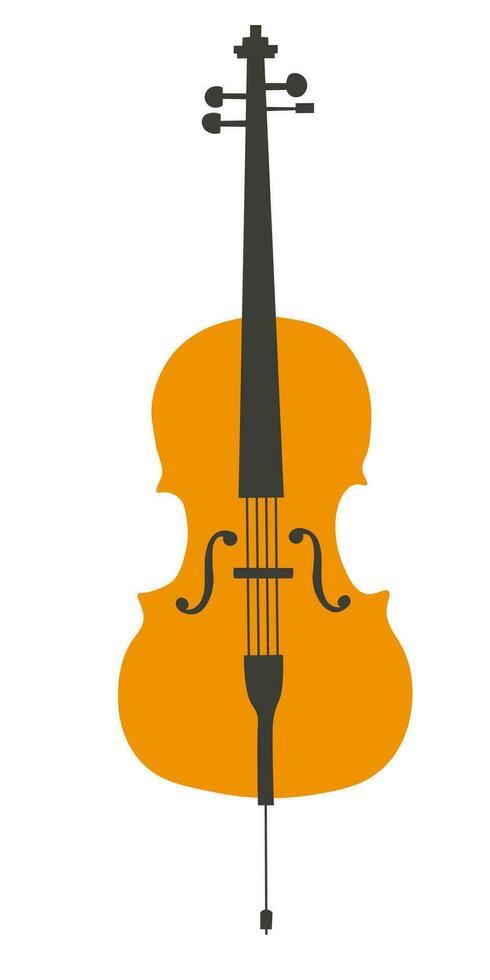 cello bas-gamba musical instrument hand- getrokken, vlak vector illustratie voor muziek- opleiding, orkest, viool familie. tekenfilm violoncel voor folder, brochure, kaart poster, sjabloon, afdrukken, logo, papier