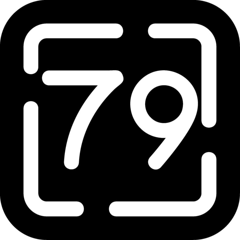 zeventig negen glyph icoon vector