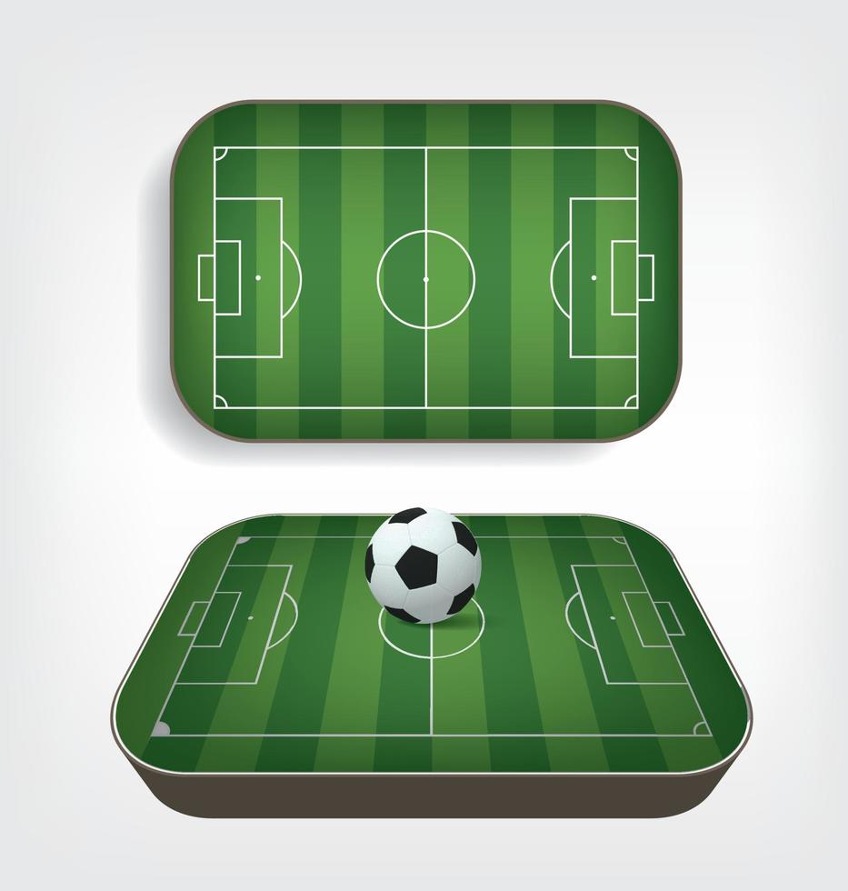 voetbalveld of voetbalveld achtergrond met voetbal bal. groen grasveld voor het maken van een voetbalspel. vector. vector