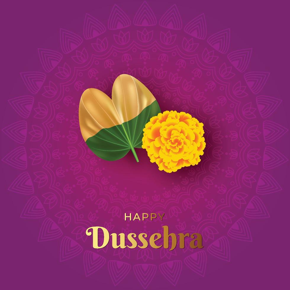 illustratie indian festival happy dussehra met groen blad en gele bloem vector