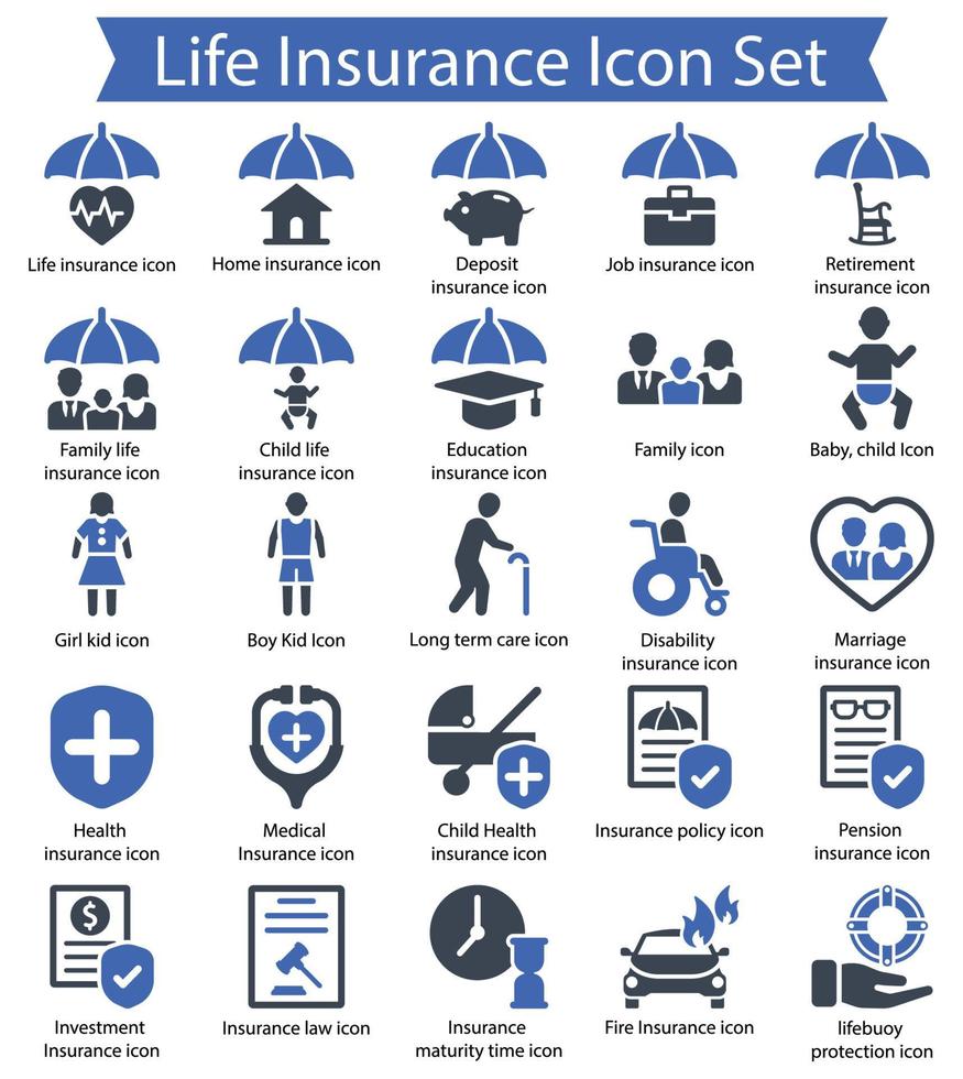 levensverzekering icon set vector