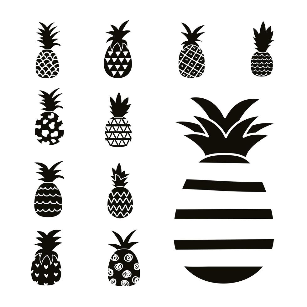 elf ananas monochroom vector