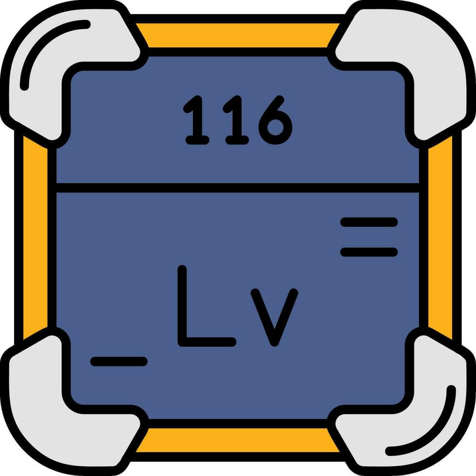 livermorium lijn gevulde icoon vector